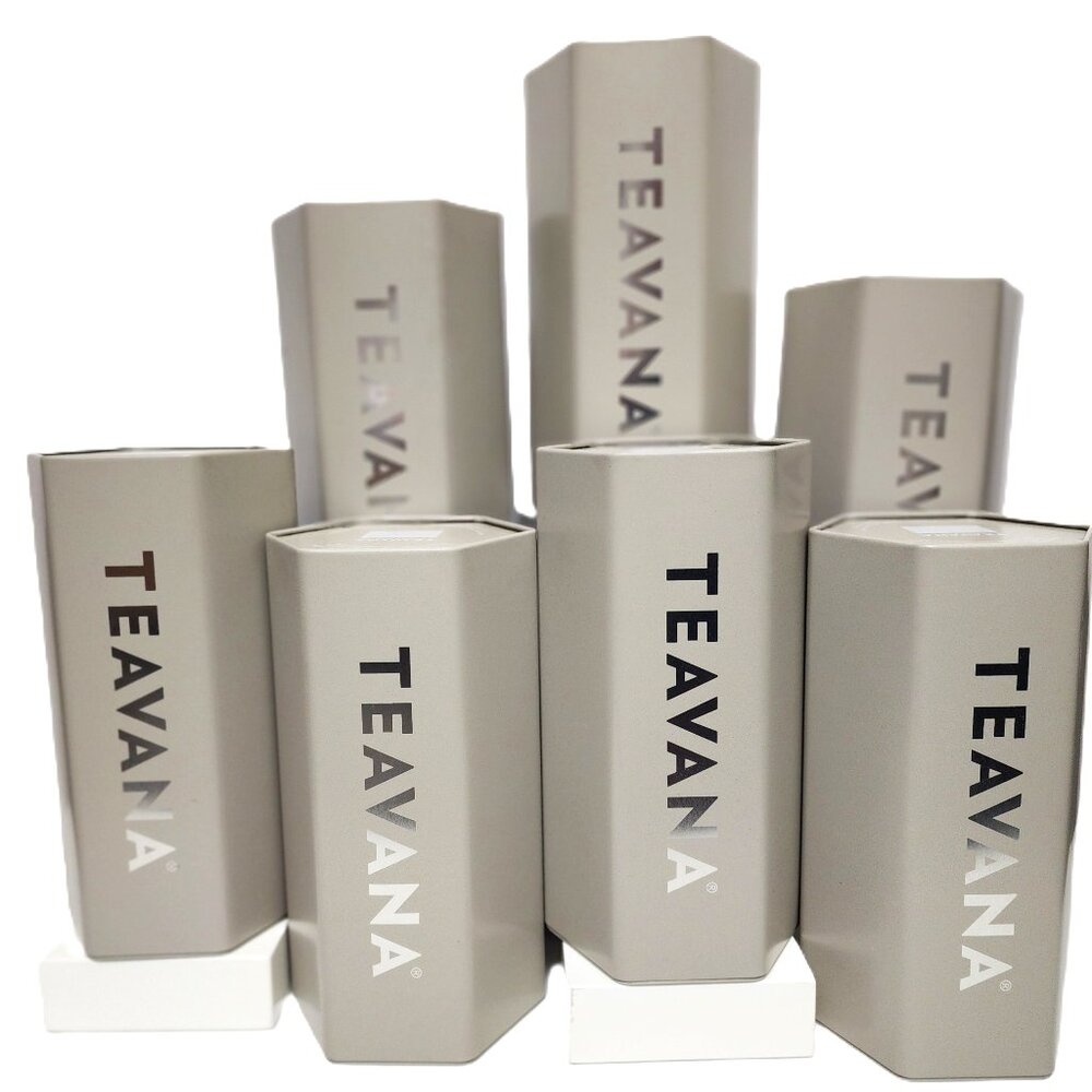 Set of 4Teavana NEW Collectible Stone Gray Special Edition Honeycomb Tea Tin w/L - Picture 7 of 8